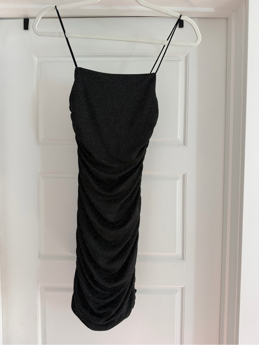 Black shimmer body con dress